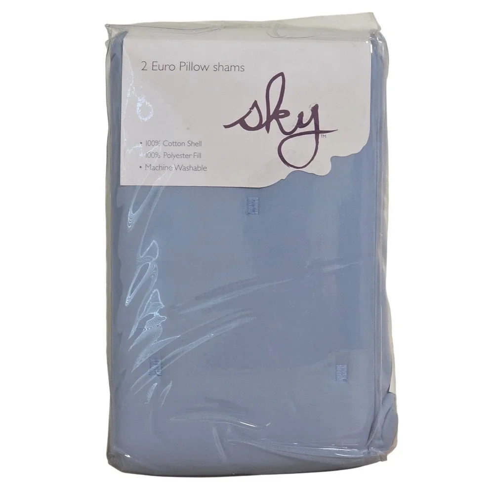 Sky Tufted 2 Euro Pillow Shams Blue 100% Cotton 26x26 New